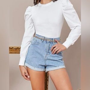 White puff long sleeve shirt